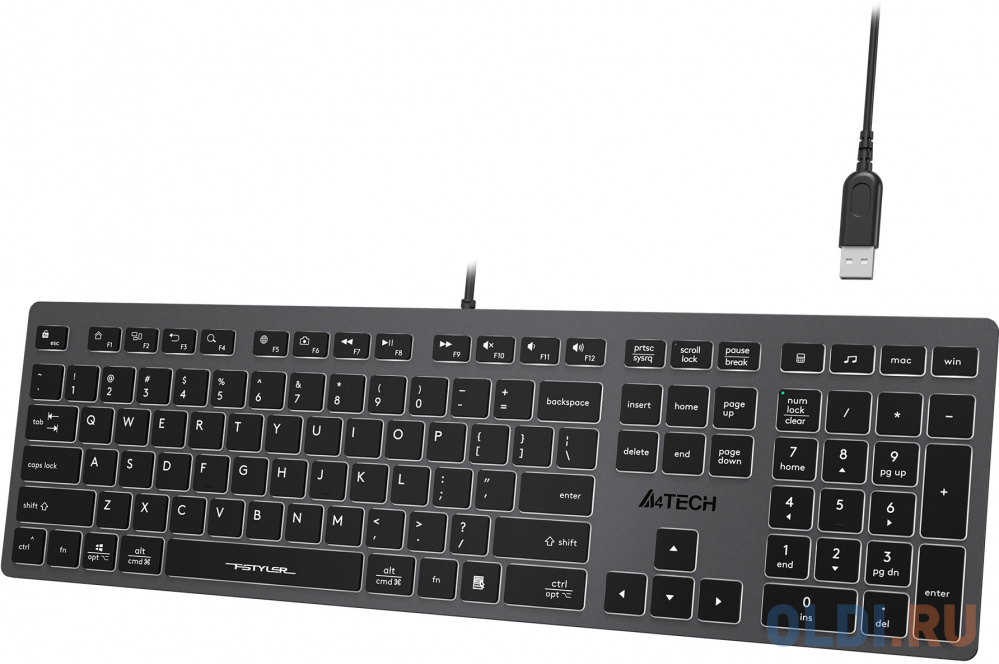 Клавиатура A4TECH Fstyler FX60H Grey USB фото