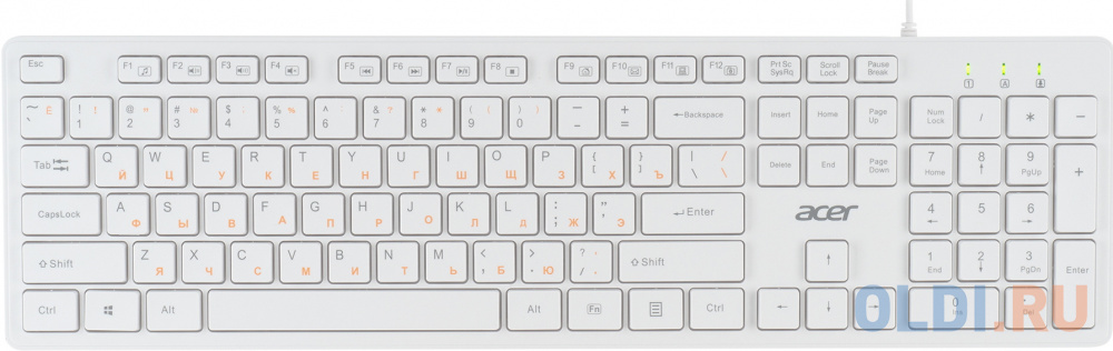 Клавиатура Acer OKW123,  USB, белый [zl.kbdee.00d] клавиатура acer okw020 usb slim zl kbdee 001