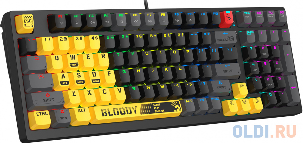 Клавиатура A4Tech Bloody S98 механическая желтый/серый USB for gamer LED (SPORTS LIME) фото