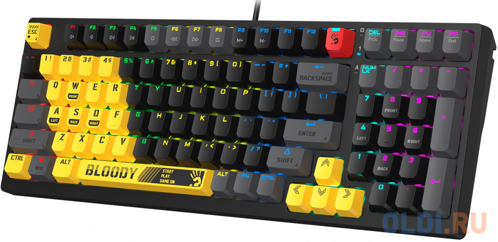 Клавиатура A4Tech Bloody S98 механическая желтый/серый USB for gamer LED (SPORTS LIME) фото