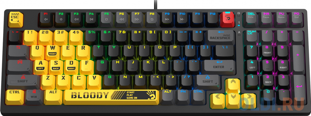 Клавиатура A4Tech Bloody S98 механическая желтый/серый USB for gamer LED (SPORTS LIME) фото