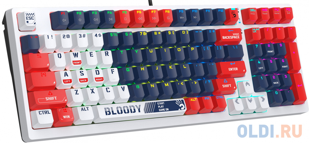 Клавиатура A4Tech Bloody S98 механическая синий/белый USB for gamer LED (SPORTS NAVY) фото
