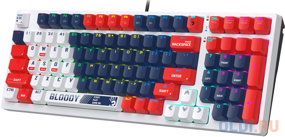 Клавиатура A4Tech Bloody S98 механическая синий/белый USB for gamer LED (SPORTS NAVY) фото