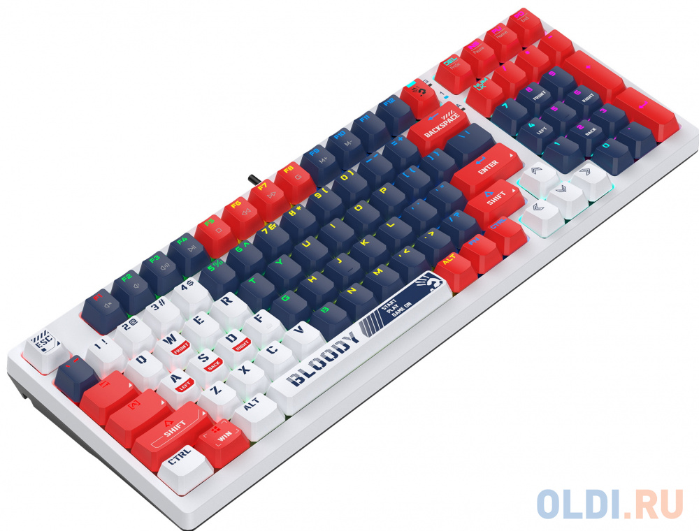 Клавиатура A4Tech Bloody S98 механическая синий/белый USB for gamer LED (SPORTS NAVY) фото
