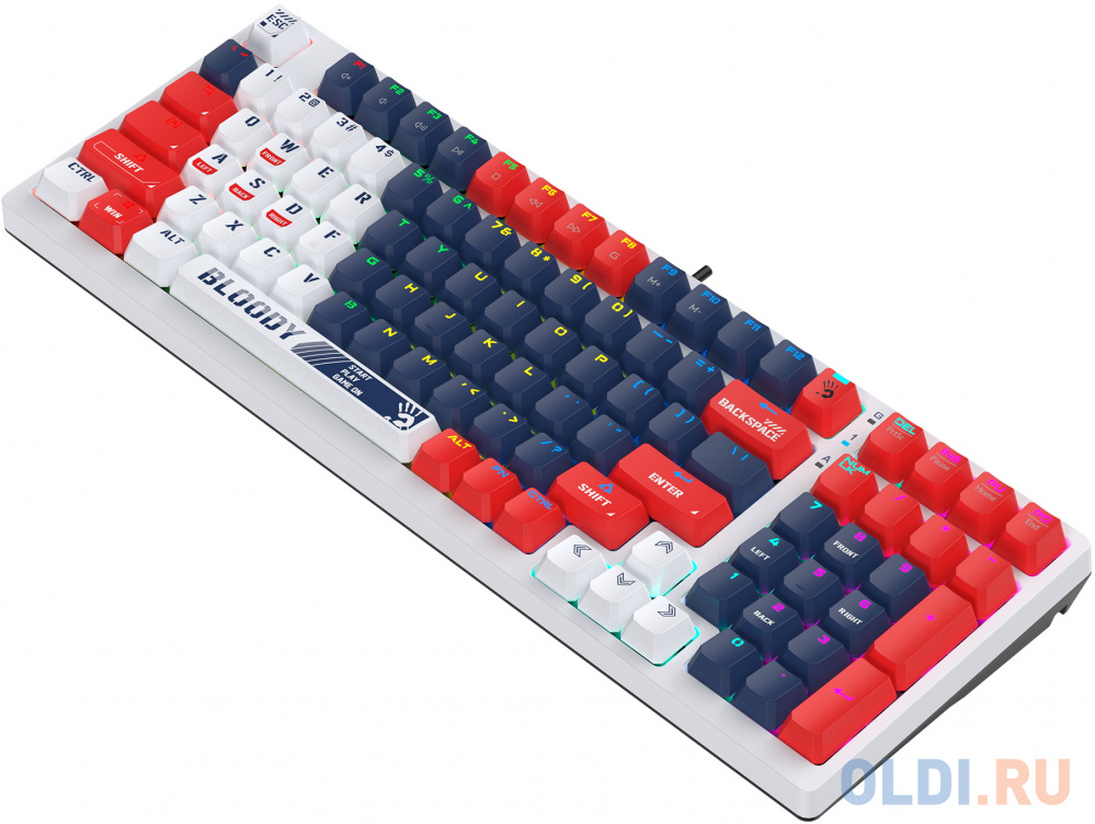 Клавиатура A4Tech Bloody S98 механическая синий/белый USB for gamer LED (SPORTS NAVY) фото