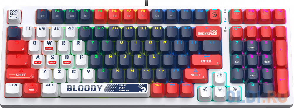 Клавиатура A4Tech Bloody S98 механическая синий/белый USB for gamer LED (SPORTS NAVY) фото