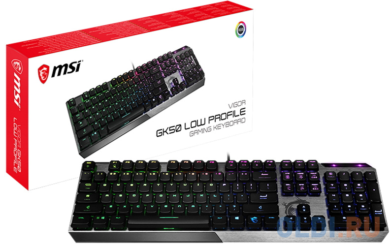 Gaming Keyboard MSI VIGOR GK50 LOW PROFILE, Wired, Mechanical, with Kailh Low Profile Tactile Keys, Floating Key Design, RGB, Black фото