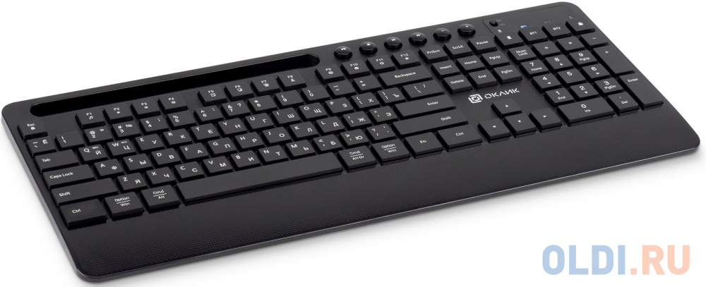 Клавиатура Оклик 865S черный USB беспроводная BT/Radio slim Multimedia (подставка для запястий) (1809339) фото