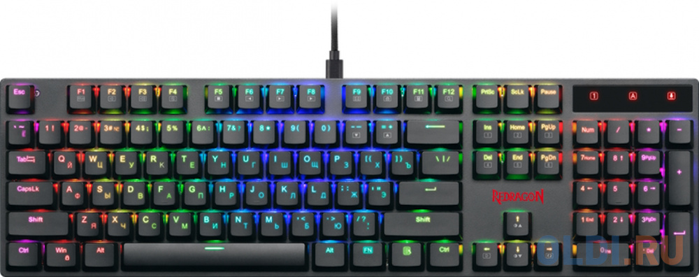 Клавиатура Defender Redragon Apas Black USB, цвет прозрачный