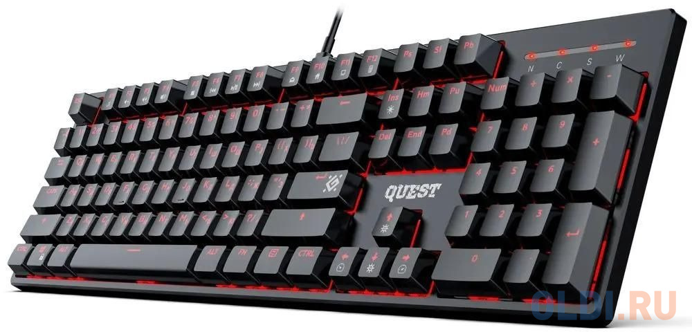Игровая клавиатура DEFENDER QUEST чёрная (USB , SNK Red, красная подсветка, 104 кл., GK-596) 45596 - фото 2