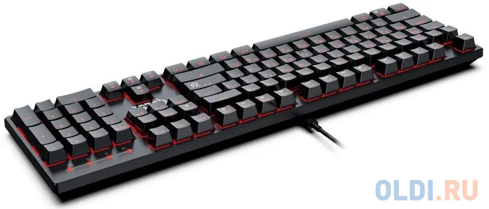 Игровая клавиатура DEFENDER QUEST чёрная (USB , SNK Red, красная подсветка, 104 кл., GK-596) 45596 - фото 3
