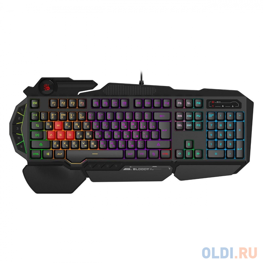 Клавиатура A4Tech Bloody B310N черный USB Multimedia for gamer LED (подставка для запястий) (B310N)