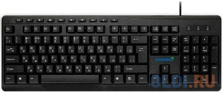 NORBEL NKB 003, Клавиатура проводная полноразмерная, USB, 104 клавиши + 10 мультимедиа клавиш, ABS-пластик, длина кабеля 1,8 м, цвет чёрный таз пластик 7 8 л квадратный дельверо martika с662