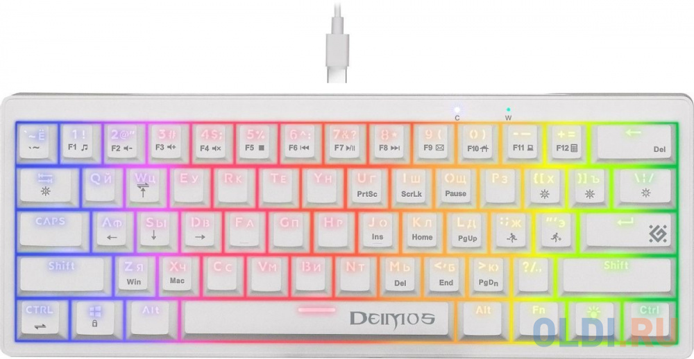 Клавиатура Defender MECHANICAL DEIMOS GK-303 RU RGB White USB, цвет черный