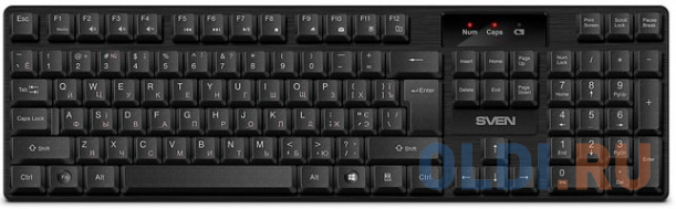 Беспроводная клавиатура SVEN KB-C2300W чёрная (2.4 Ггц, USB, 104 кл, 2 х АА)