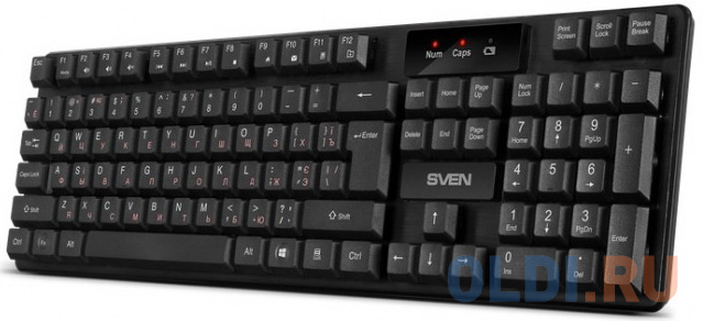 Беспроводная клавиатура SVEN KB-C2300W чёрная (2.4 Ггц, USB, 104 кл, 2 х АА) SV-021474 - фото 3