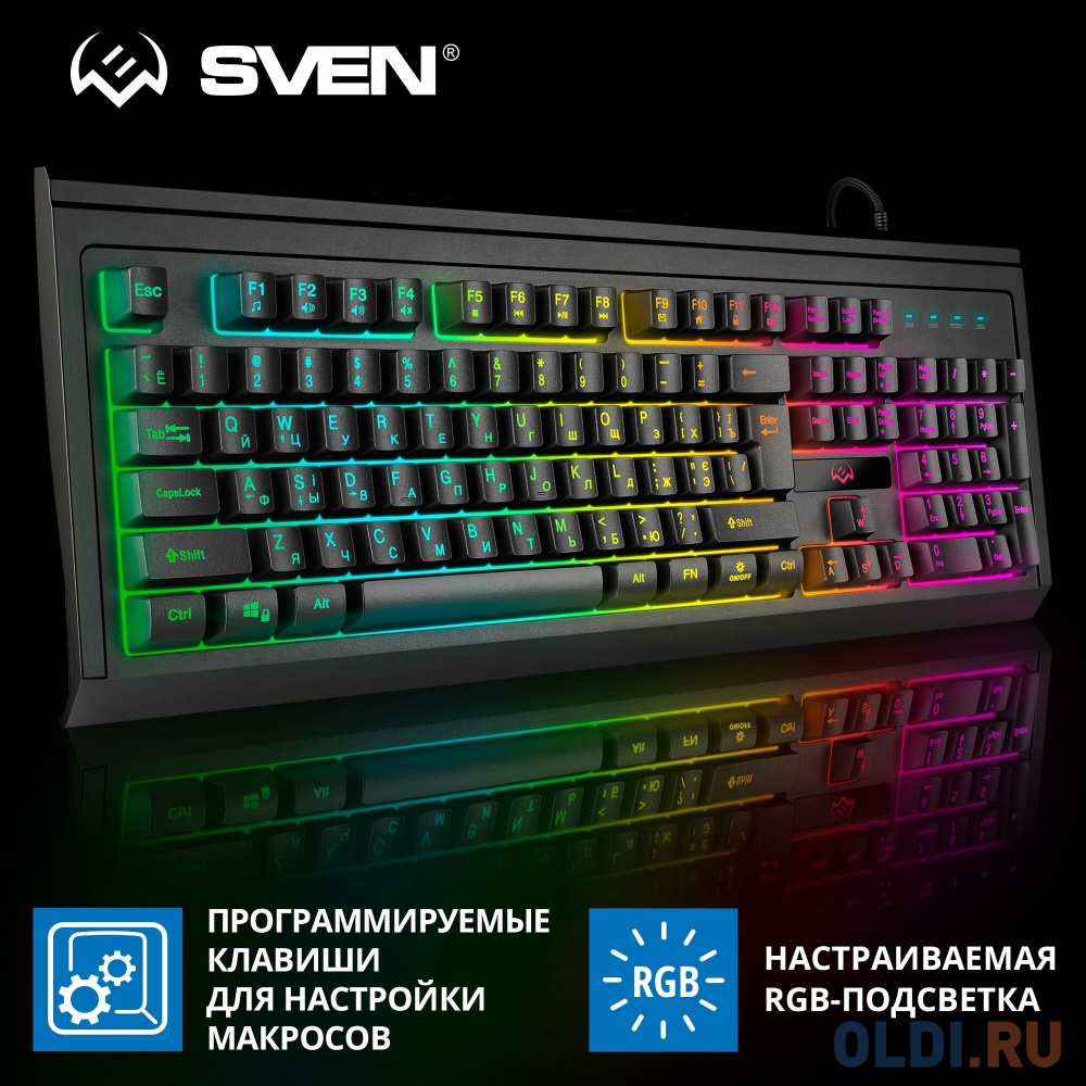 Игровая клавиатура SVEN KB-G8400 (USB, мембранная, 104кл, ПО, RGB-подсветка)