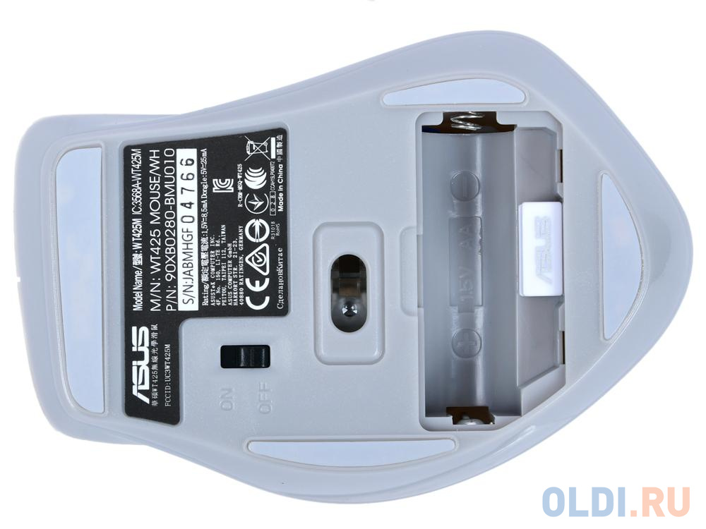 Мышь беспроводная ASUS WT425 белый USB + радиоканал 90XB0280-BMU010 - фото 5