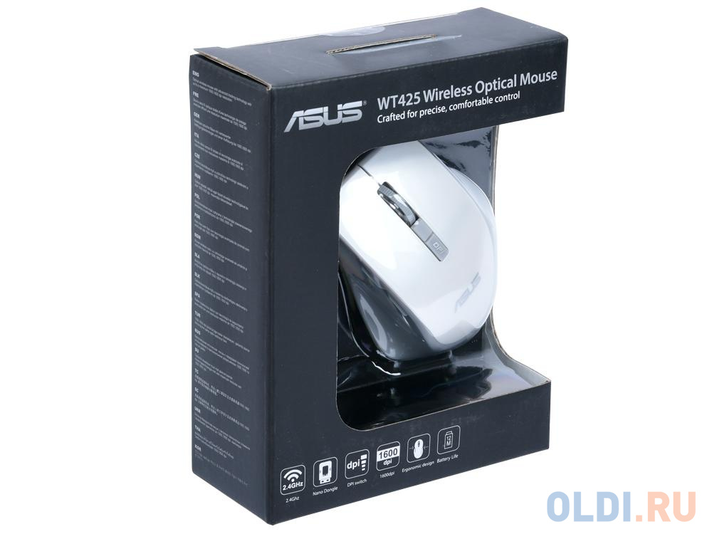Мышь беспроводная ASUS WT425 белый USB + радиоканал 90XB0280-BMU010 - фото 6