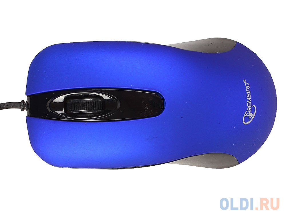 Мышь Gembird MOP-400-B, USB, темно-синий, бесшумный клик, soft-touch, 2кн., 1000DPI, блистер фото