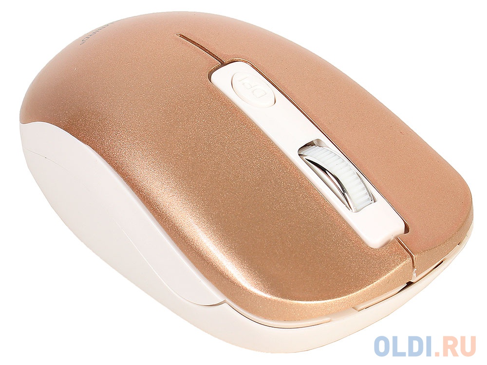Мышь беспров. Gembird MUSW-400-G, бело-золотой, бесшумный клик, 3кн.+колесо-кнопка, 2.4ГГц, 1600 dpi, блистер