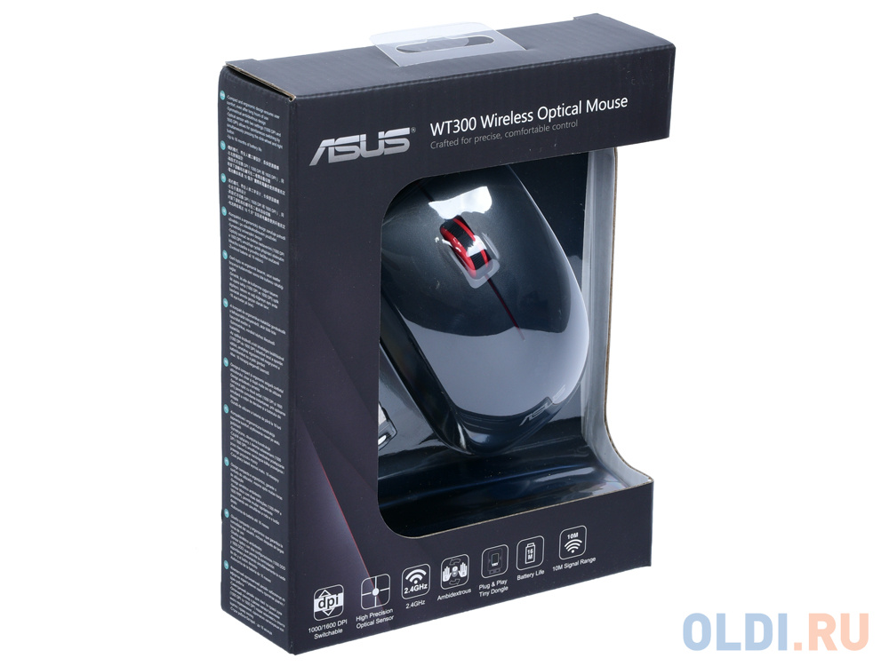 Мышь беспроводная ASUS WT300 RF черный USB 90XB0450-BMU000 - фото 6