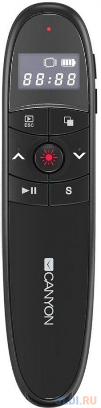 

Беспроводной презентер CANYON CNS-CP03, 2.4Ghz laser wireless presenter, red laser indicator, LCD display timer, Black