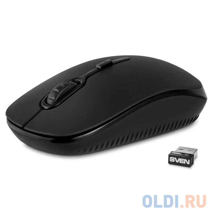 

Мышь беспроводная SVEN RX-510SW чёрная (бесшумн. кл.2,4 GHz, 3+1кл. 800-1600DPI, цвет. картон)