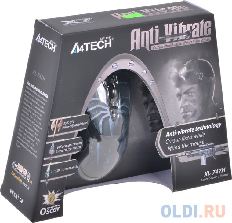 Мышь A4Tech XL-747H 3-Fire Extra High 6-Full Speed Glaser Blue Spider, 3600 dpi, USB фото