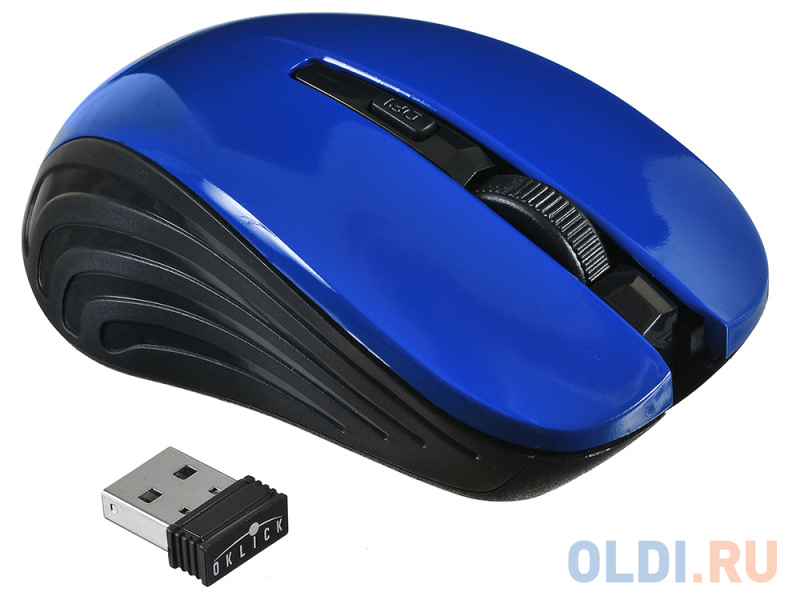 Мышь Oklick 545MW черный/синий оптическая (1600dpi) беспроводная USB (4but) фото