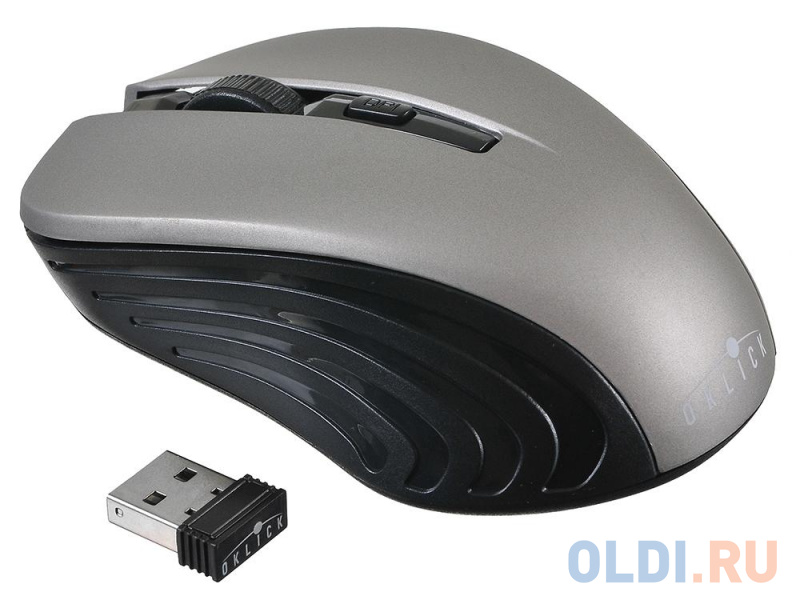 Мышь Oklick 545MW черный/серый оптическая (1600dpi) беспроводная USB (4but) мышь беспроводная dell aw610m alienware чёрный серый usb радиоканал