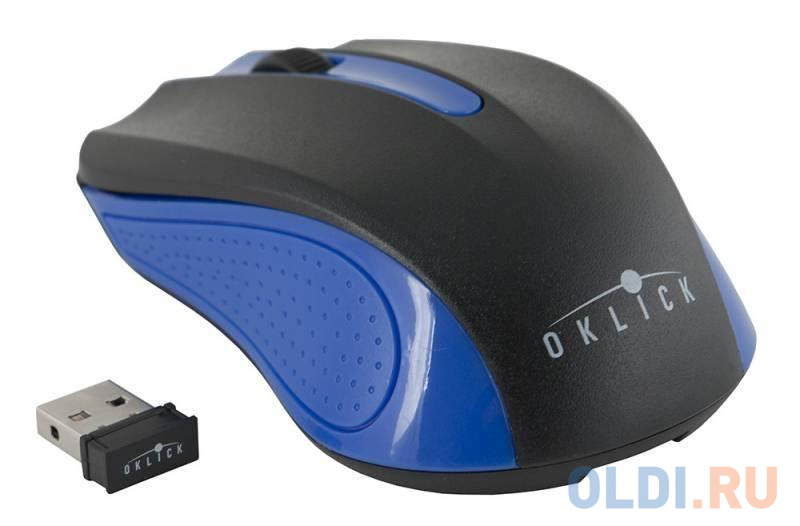 Мышь Oklick 485MW black/blue optical (1200dpi) cordless USB (2but)