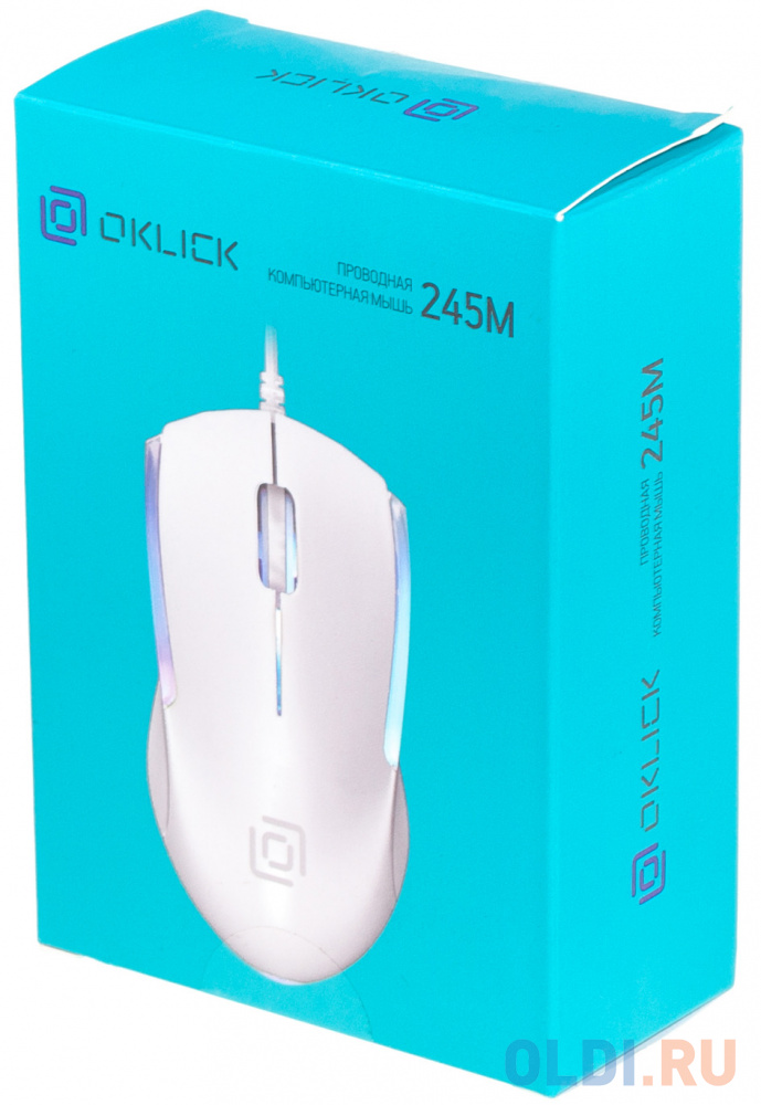 Мышь Oklick 245M белый оптическая (1000dpi) USB (3but фото