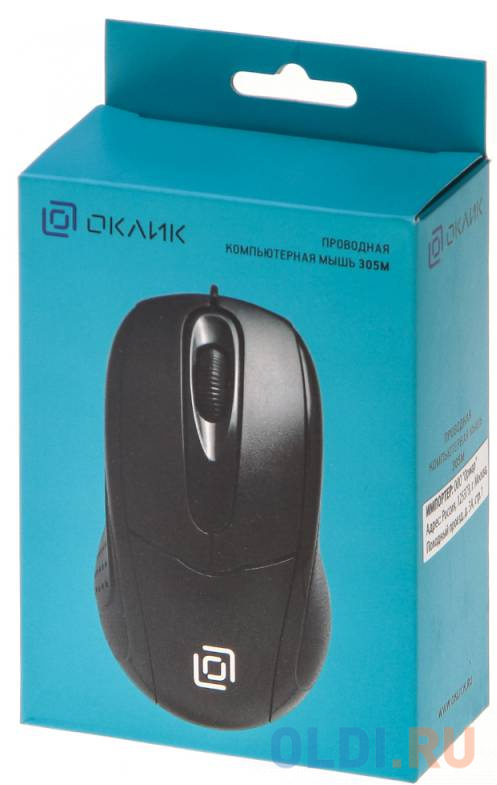 Мышь Oklick 305M черный 1000 dpi, 3 кнопки + колесо фото