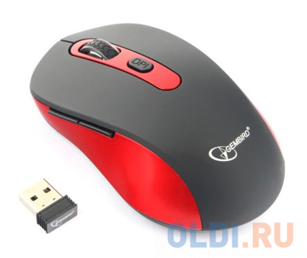 

Мышь беспроводная Gembird MUSW-221-R чёрный красный USB + радиоканал