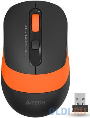 Мышь беспроводная A4TECH Fstyler FG10 чёрный оранжевый USB мышь беспроводная a4tech fstyler fg35 чёрный золотистый usb