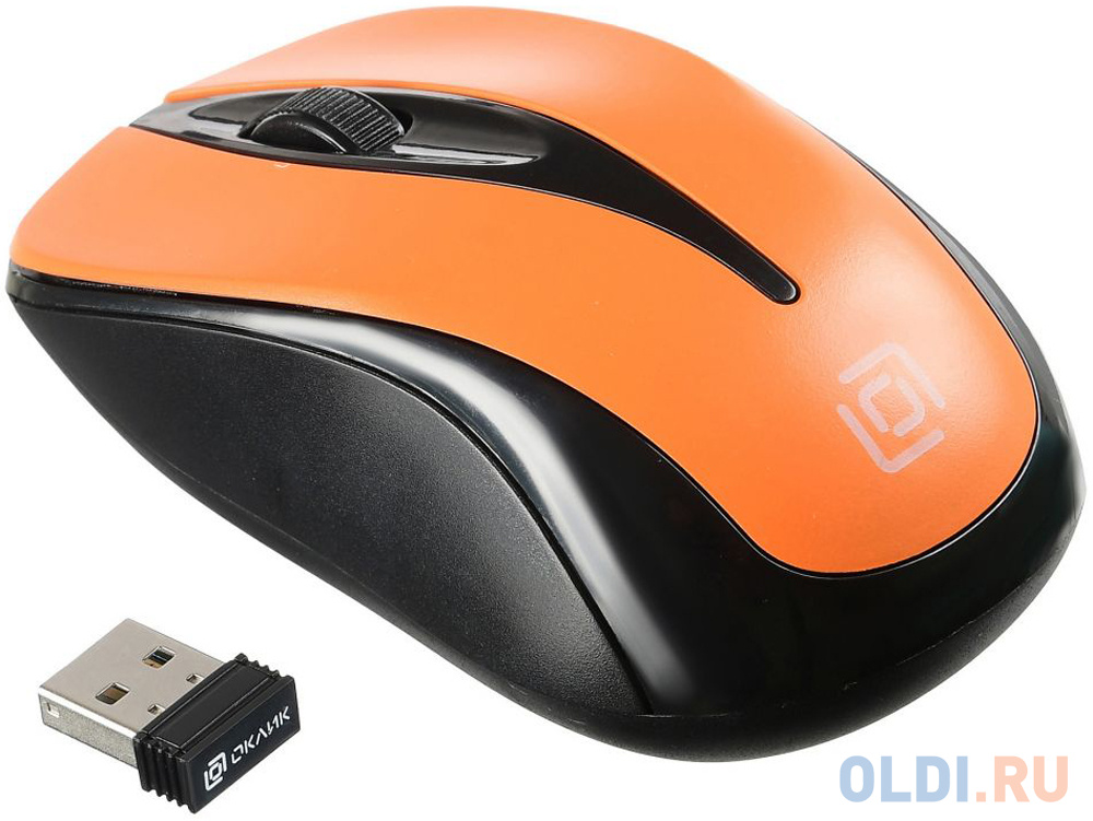 Мышь беспроводная Oklick 675MW чёрный оранжевый USB + радиоканал мышь беспроводная oklick 688mw ergo чёрный usb