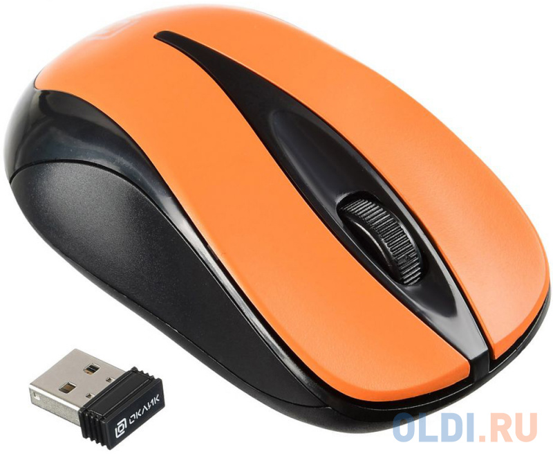 Мышь беспроводная Oklick 675MW чёрный оранжевый USB + радиоканал фото