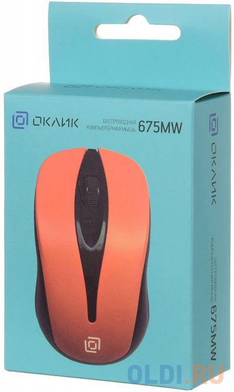 Мышь беспроводная Oklick 675MW чёрный оранжевый USB + радиоканал фото