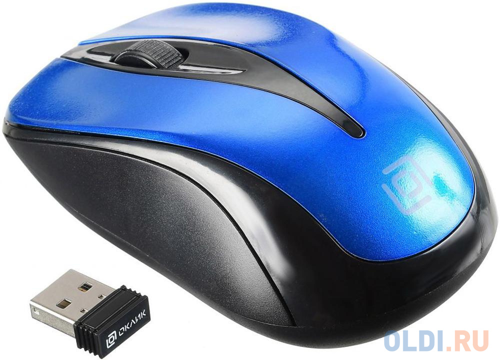Мышь беспроводная Oklick 675MW чёрный синий USB + радиоканал мышь беспроводная a4tech fstyler fb10c чёрный синий usb радиоканал
