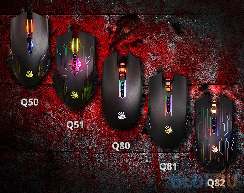 Мышь A4tech Bloody Q82 черный/рисунок оптическая (3200dpi) USB игровая (8but) фото