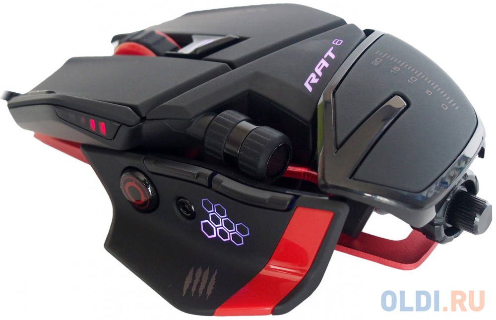 Игровая мышь Mad Catz  R.A.T. 6+ чёрная (PMW3360, Omron, USB, 11 кнопок, 12000 dpi, RGB подсветка) игровая мышь patriot viper v551 pixart 3327 omron 8 кнопок 6200 dpi rgb подсветка usb