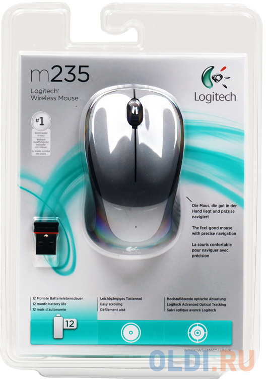 Мышь беспроводная Logitech M325 чёрный серебристый USB 910-002334 - фото 1
