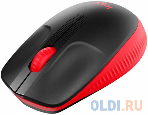 Мышь беспроводная Logitech M190 чёрный красный USB + радиоканал 910-005908 фото