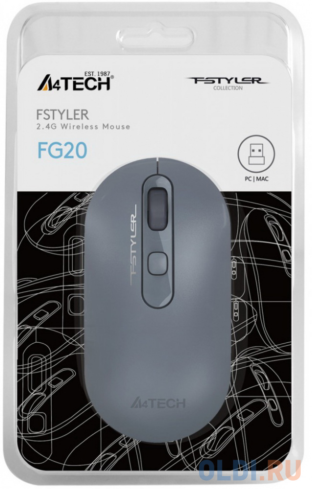 Мышь беспроводная A4TECH Fstyler FG20 синий USB + радиоканал фото