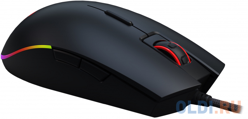 AOC Мышь игровая профессиональная GM500, многоцветная RGB, 5000 dpi., Pixart 3325, USB кабель 1,8 м, чёрный. фото