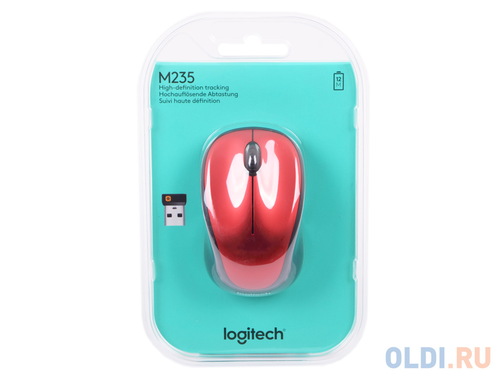 Мышь (910-002496) Logitech Wireless Mouse M235 Red - фото 3