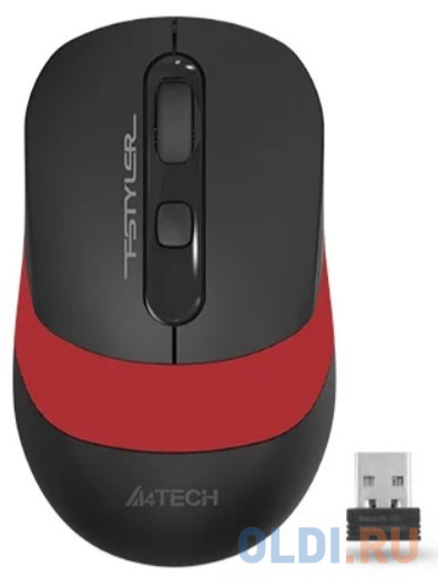 

Мышь беспроводная A4TECH Fstyler FG10 чёрный красный USB + радиоканал