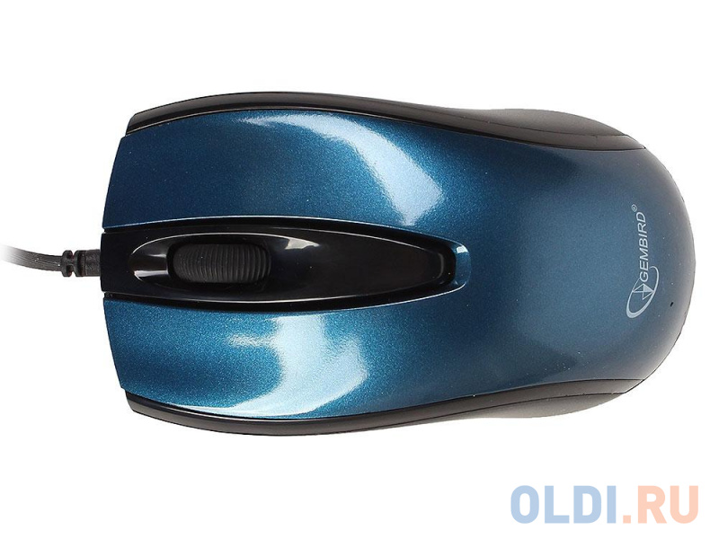 Мышь Gembird MOP-405-B, USB, синий, объемный цвет, бесшумный клик, 2кн., 1000DPI, блистер фото