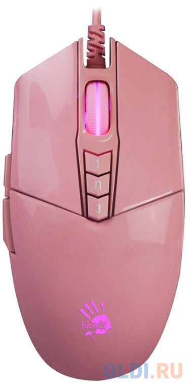 Мышь проводная A4TECH Bloody P91s розовый USB мышь проводная a4tech bloody w90 max чёрный белый usb